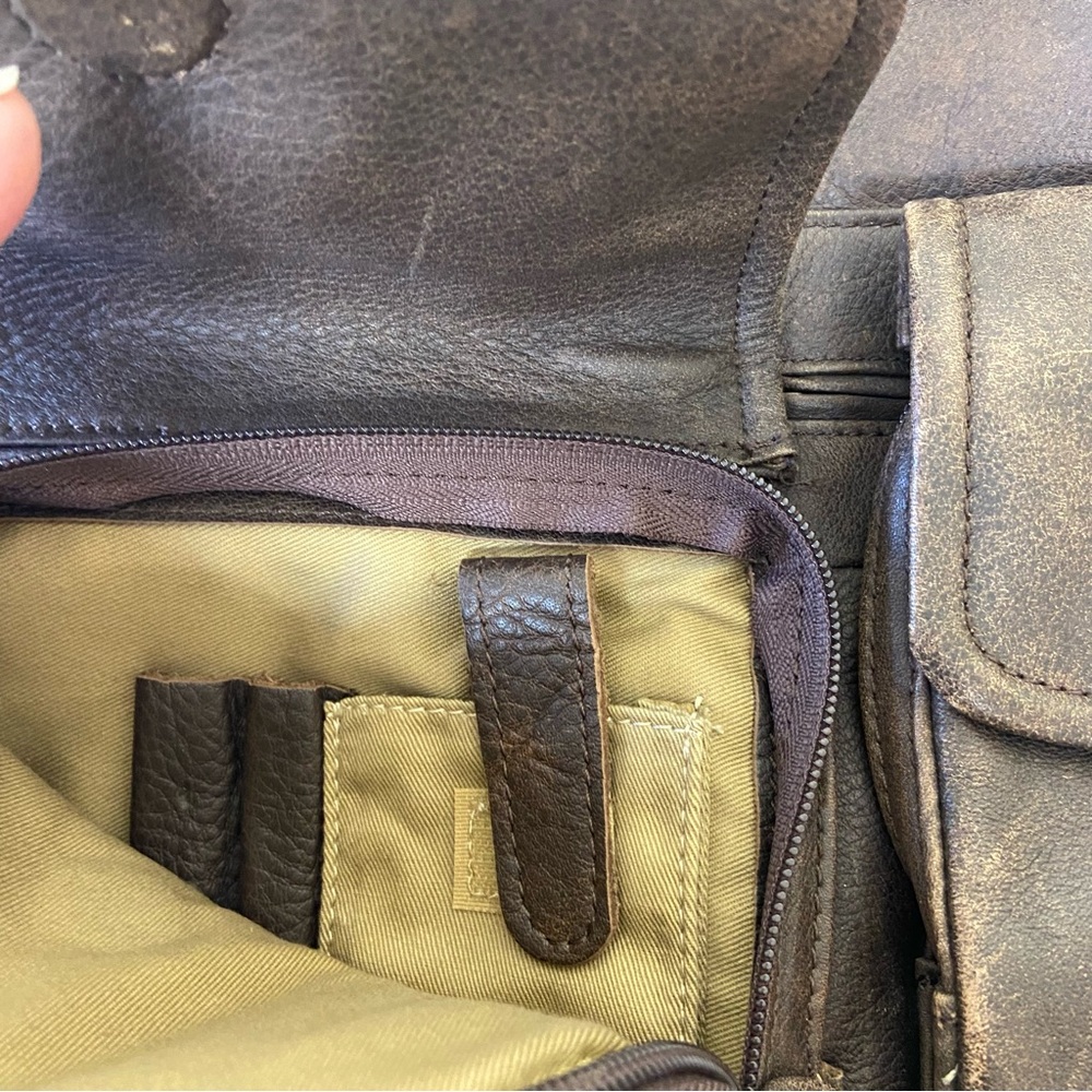 Vintage LL Bean Leather Bag Briefcase Laptop Work Business Brown Distressed - Picture 5 of 16